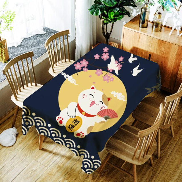 Cartoon Lucky Cat Table Cloth