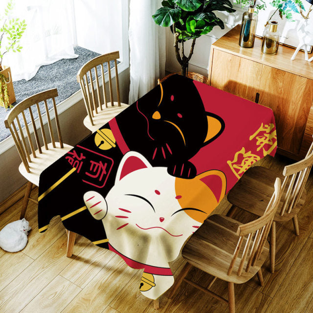 Cartoon Lucky Cat Table Cloth