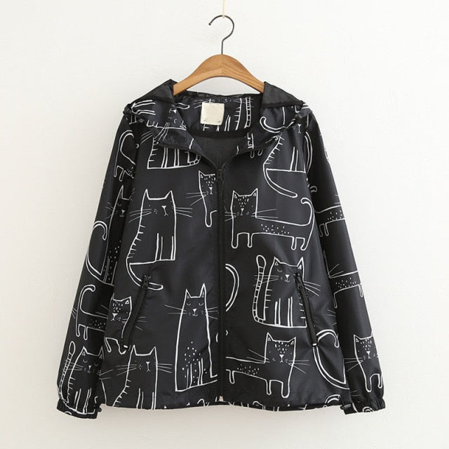 Kawaii Graffiti Cat Loose Jacket