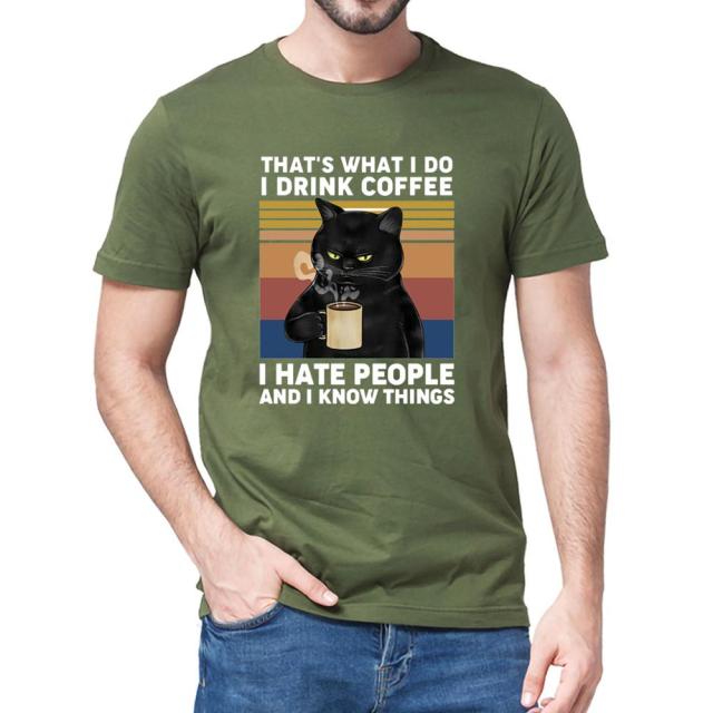 Funny Black Cat Men's Cotton T-Shirt