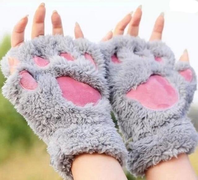 Cute Cat Paw Plush Mitten