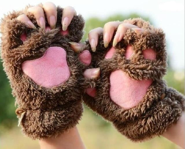 Cute Cat Paw Plush Mitten