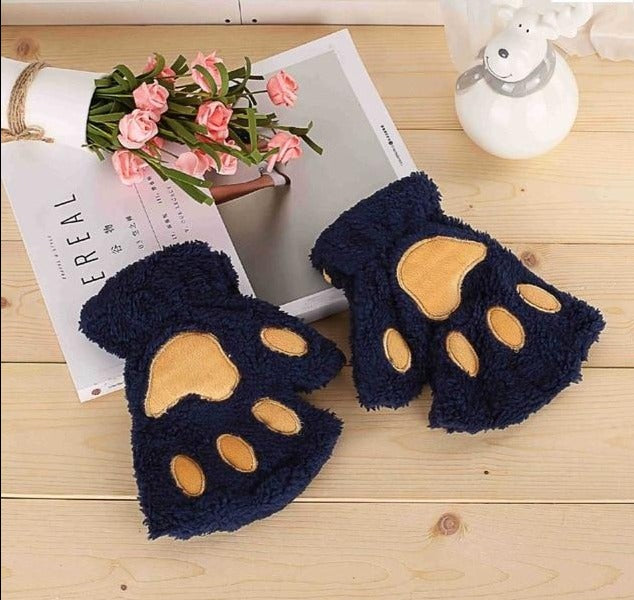 Cute Cat Paw Plush Mitten