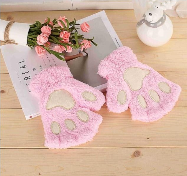 Cute Cat Paw Plush Mitten