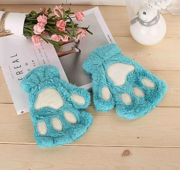 Cute Cat Paw Plush Mitten