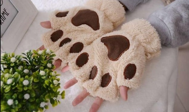 Cute Cat Paw Plush Mitten