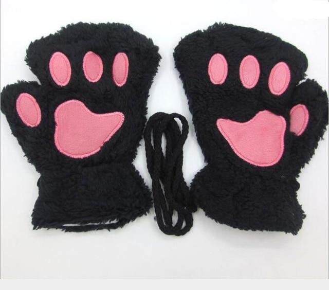 Cute Cat Paw Plush Mitten