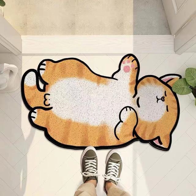 Cartoon Cat Scraping Dust Removal Doormat