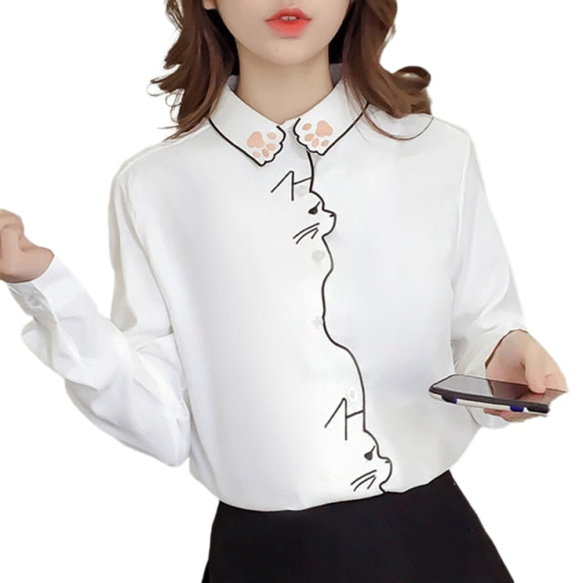 Long Sleeve Embroidery Blouses
