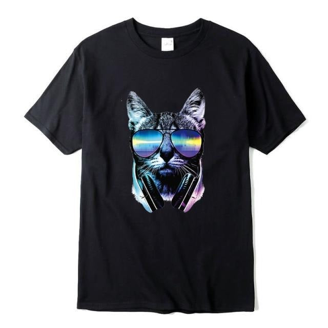 Men T-shirt DJ Cat Printing