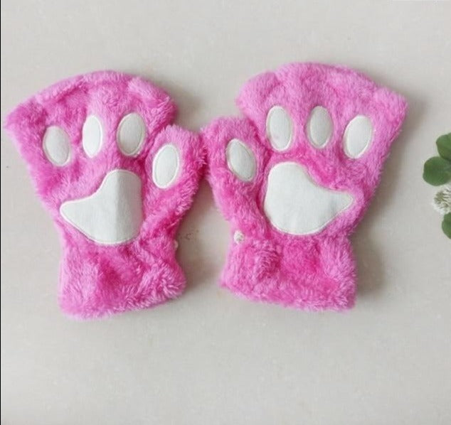 Cute Cat Paw Plush Mitten