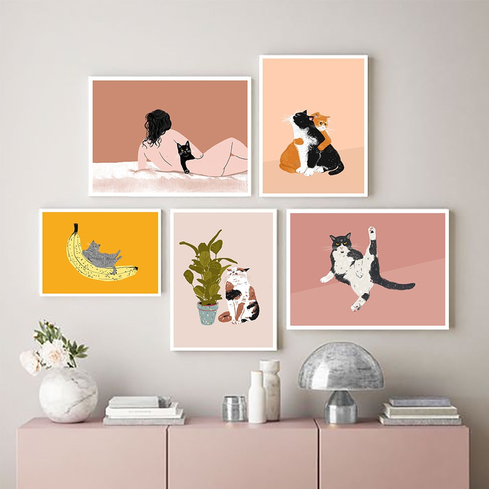 Funny Cat Canvas  Wall Art Painting Gift