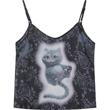 Load image into Gallery viewer, Cat Print Sling Crop Tops Sleeveless

