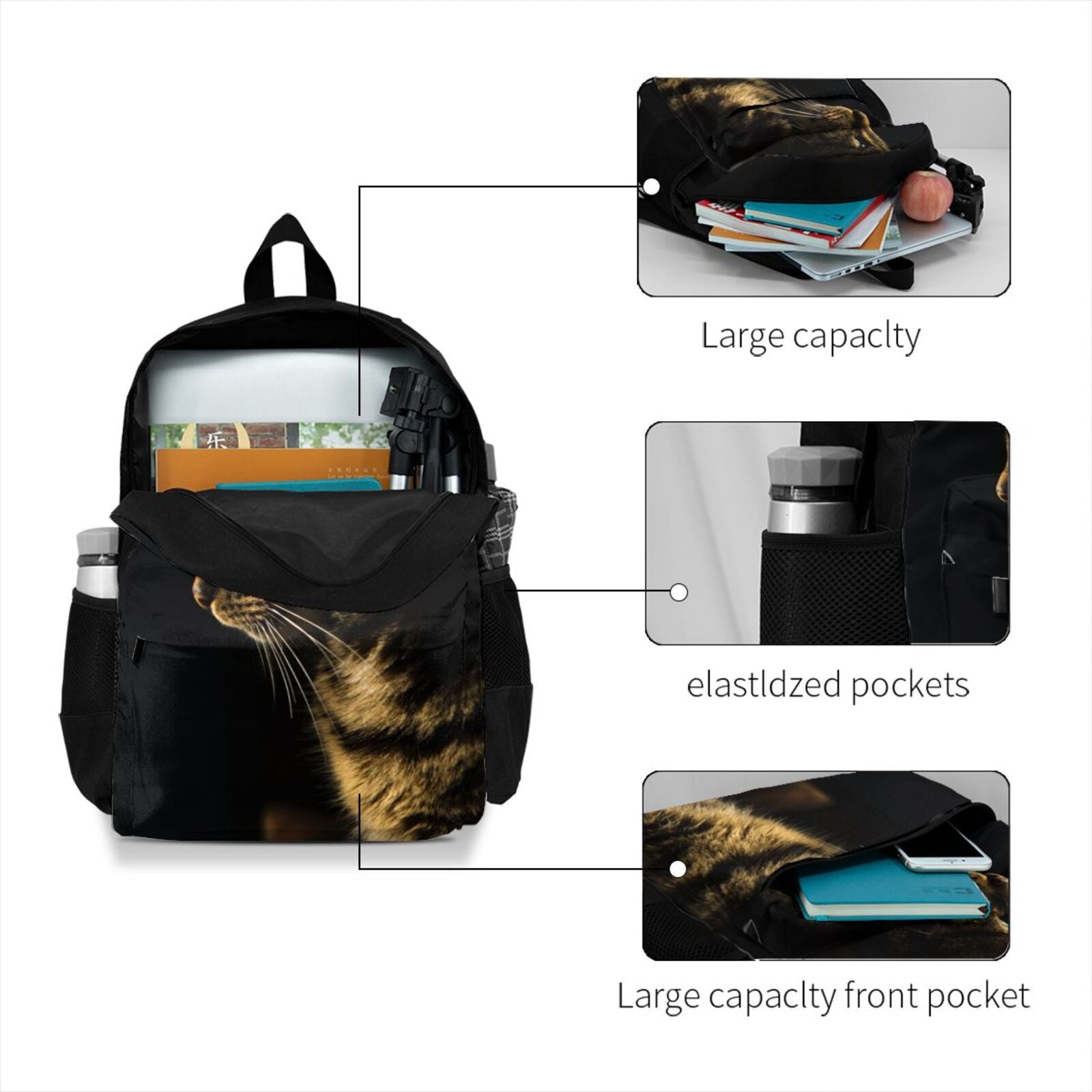 3D Cat School Backpack