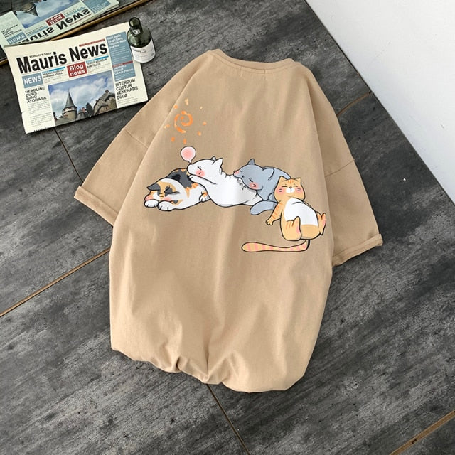 Summer Kawaii Cat Cartoon Shirt