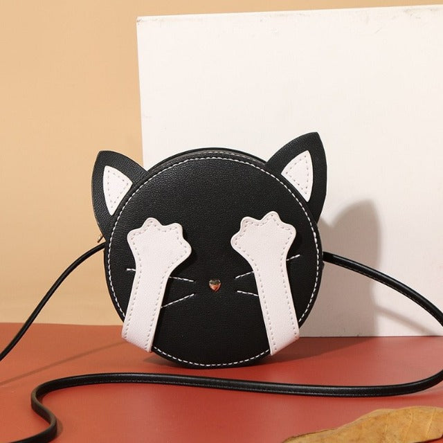 DIY PU Leather Bag Round Cat