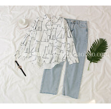 Load image into Gallery viewer, Sweet Cat Blouses Jeans Sets
