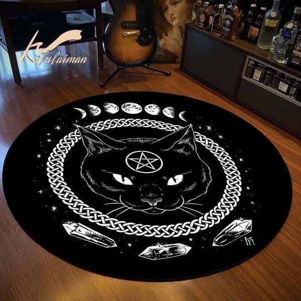 Round Rug Satanic Cat Mat