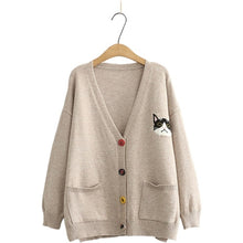 Load image into Gallery viewer, Cardigans Cartoon Cat  Sweater
