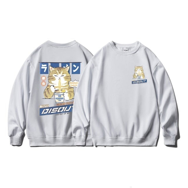 Harajuku Oversized Cat Print Sweatshirt