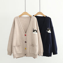 Load image into Gallery viewer, Cardigans Cartoon Cat  Sweater
