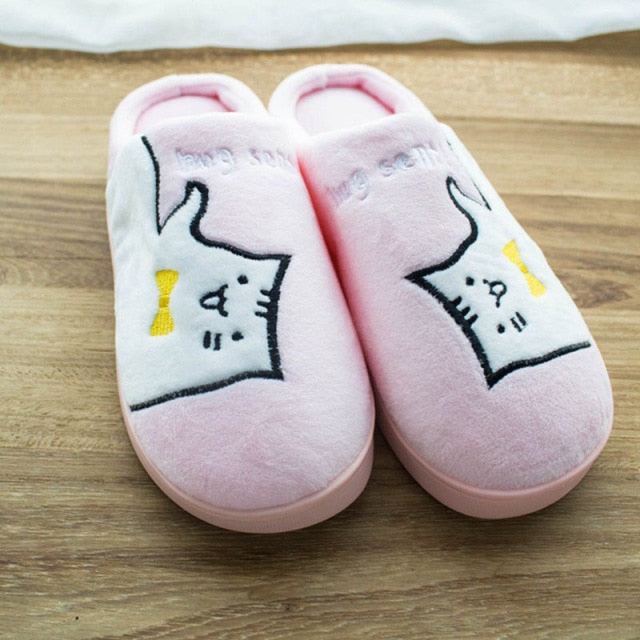 Warm Cartoon Cat Winter Slippers