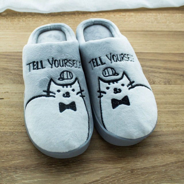 Warm Cartoon Cat Winter Slippers